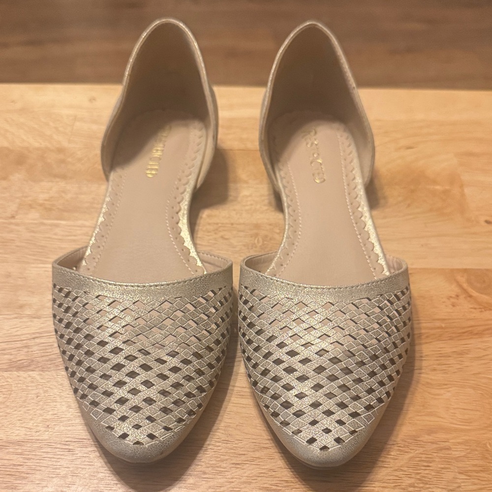 Restricted Women's Gold Woven Flats